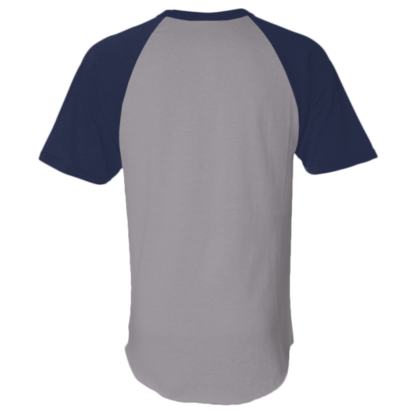 Augusta Sportswear Unisex Raglan Baseball Jersey, Athletic Heather / Navy, Back view