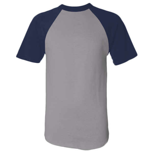 Augusta Sportswear Unisex Raglan Baseball Jersey, Athletic Heather / Navy, Front view
