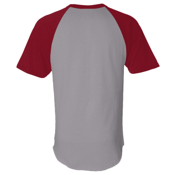 Augusta Sportswear Unisex Raglan Baseball Jersey, Athletic Heather / Red, Back view