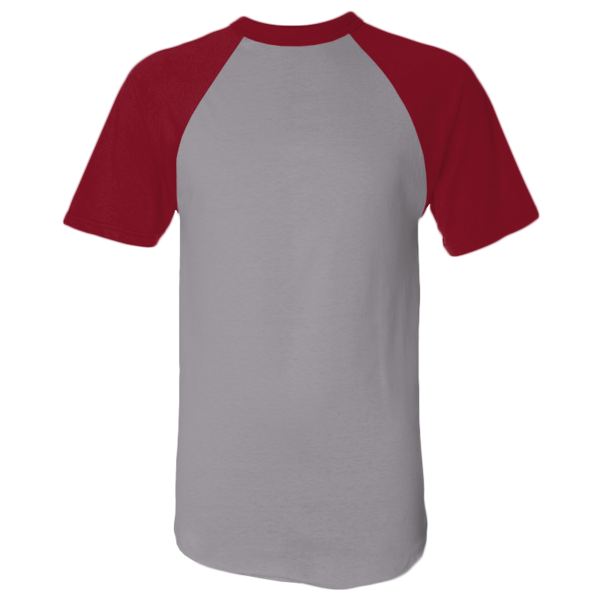 Augusta Sportswear Unisex Raglan Baseball Jersey, Athletic Heather / Red, Front view