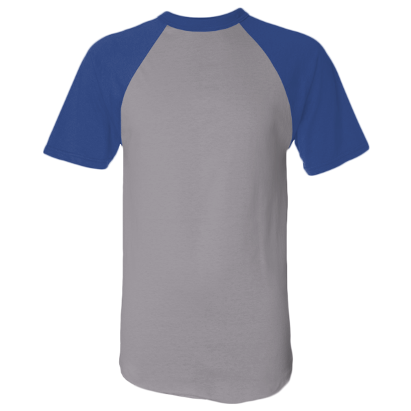 Augusta Sportswear Unisex Raglan Baseball Jersey, Athletic Heather / Royal, Front view