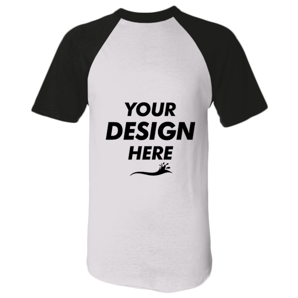 Augusta Sportswear Unisex Raglan Baseball Jersey, White / Black, Front view, Mockup