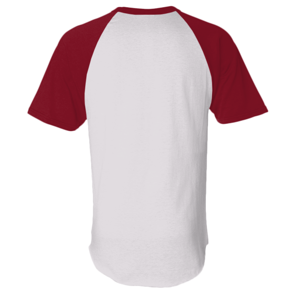 Augusta Sportswear Unisex Raglan Baseball Jersey, White / Red, Back view