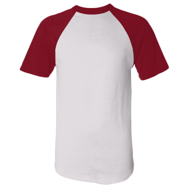 Augusta Sportswear Unisex Raglan Baseball Jersey, White / Red, Front view
