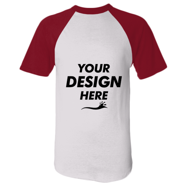 Augusta Sportswear Unisex Raglan Baseball Jersey, White / Red, Front view, Mockup