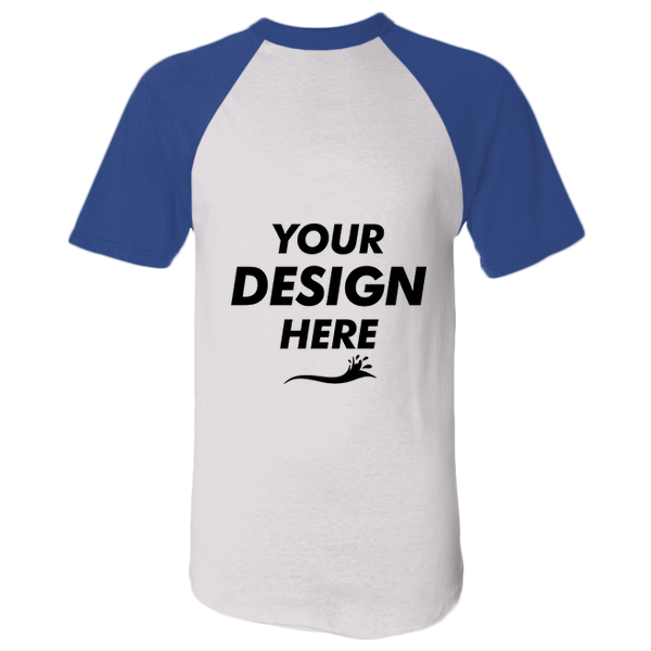 Augusta Sportswear Unisex Raglan Baseball Jersey, White / Royal, Front view, Mockup