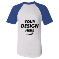 Augusta Sportswear Unisex Raglan Baseball Jersey, White / Royal, Front view, Mockup