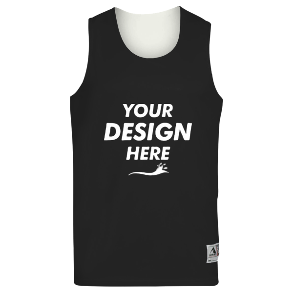 Augusta Sportswear Unisex Reversible Wicking Tank Top, Black / White, Front view, Mockup