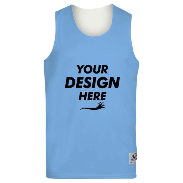 Augusta Sportswear Unisex Reversible Wicking Tank Top, Columbia Blue / White, Front view, Mockup