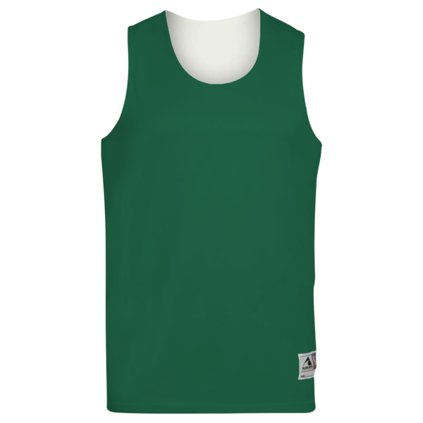 Augusta Sportswear Unisex Reversible Wicking Tank Top, Dark Green / White, Front view