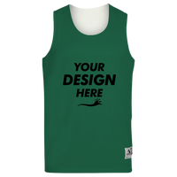 Augusta Sportswear Unisex Reversible Wicking Tank Top, Dark Green / White, Front view, Mockup
