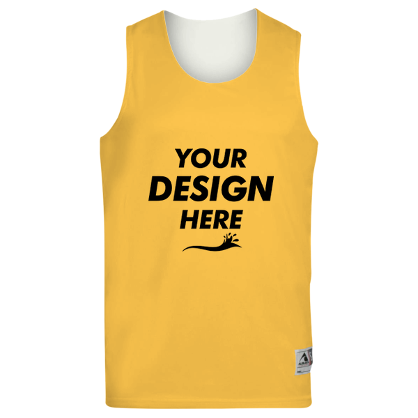Augusta Sportswear Unisex Reversible Wicking Tank Top, Gold / White, Front view, Mockup