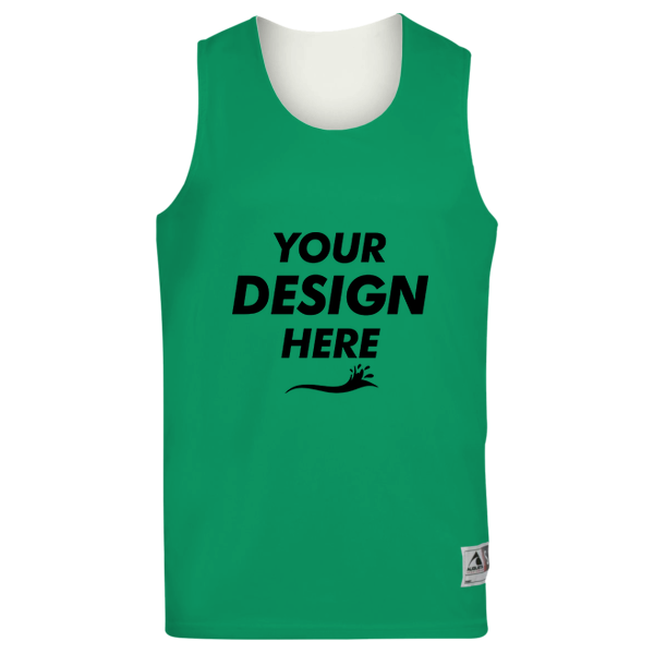 Augusta Sportswear Unisex Reversible Wicking Tank Top, Kelly / White, Front view, Mockup