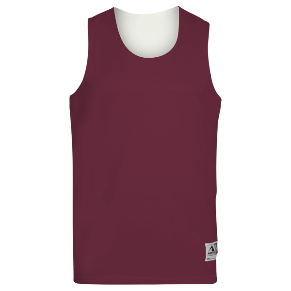 Augusta Sportswear Unisex Reversible Wicking Tank Top, Maroon / White, Front view