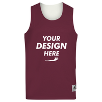 Augusta Sportswear Unisex Reversible Wicking Tank Top, Maroon / White, Front view, Mockup