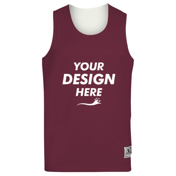 Augusta Sportswear Unisex Reversible Wicking Tank Top, Maroon / White, Front view, Mockup