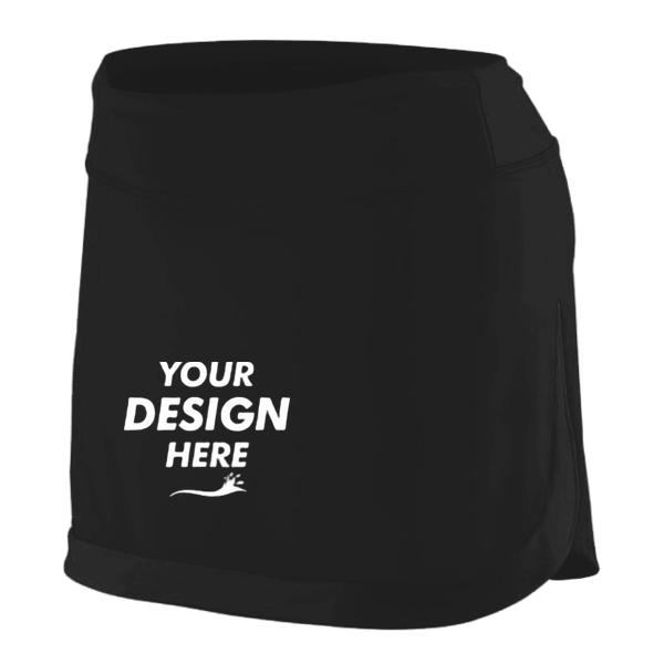 Augusta Sportswear Women's Action Color Block Skort, Black / Black, Front view, Mockup