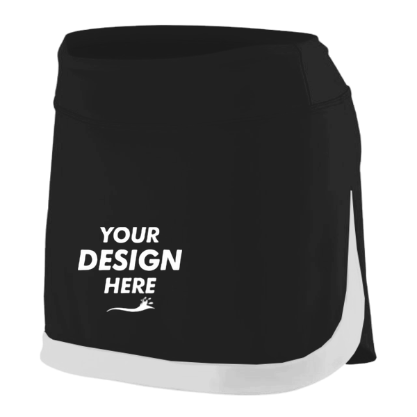 Augusta Sportswear Women's Action Color Block Skort, Black / White, Front view, Mockup