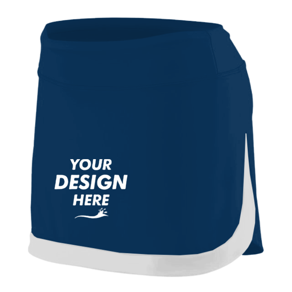 Augusta Sportswear Women's Action Color Block Skort, Navy / White, Front view, Mockup