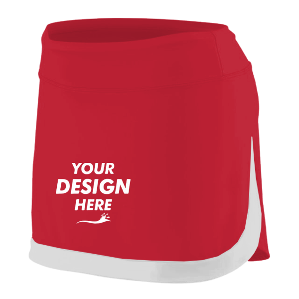 Augusta Sportswear Women's Action Color Block Skort, Red / White, Front view, Mockup