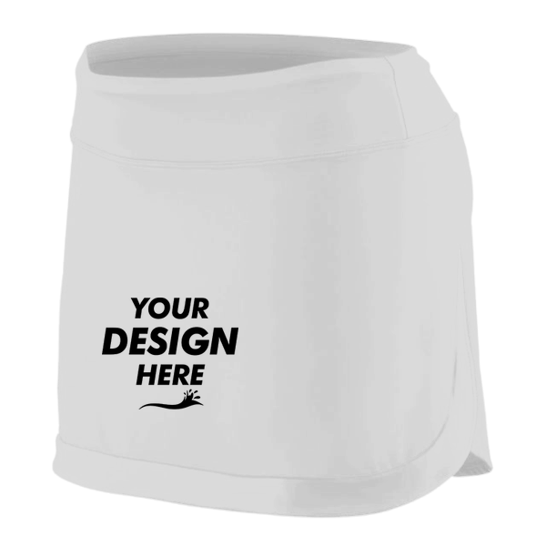 Augusta Sportswear Women's Action Color Block Skort, White / White, Front view, Mockup