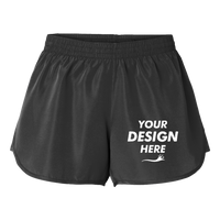 Augusta Sportswear Women's Wayfarer Shorts, Black, Front view, Mockup