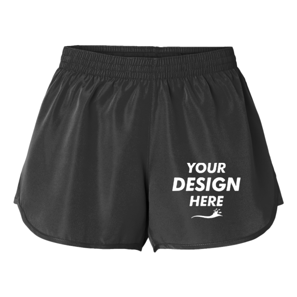 Augusta Sportswear Women's Wayfarer Shorts, Black, Front view, Mockup