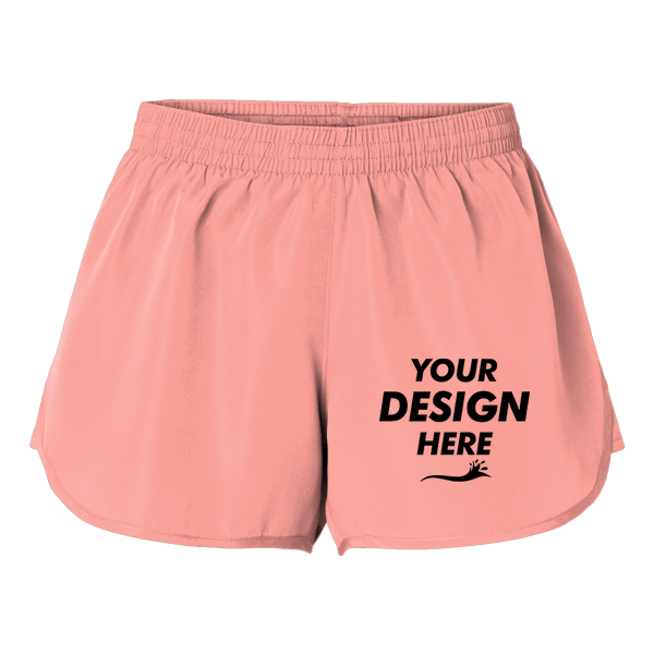 Augusta Sportswear Women's Wayfarer Shorts, Coral, Front view, Mockup