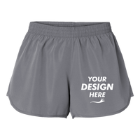 Augusta Sportswear Women's Wayfarer Shorts, Graphite, Front view, Mockup
