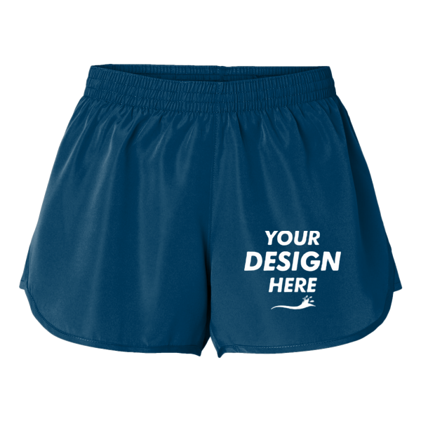 Augusta Sportswear Women's Wayfarer Shorts, Navy, Front view, Mockup