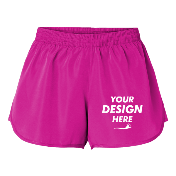 Augusta Sportswear Women's Wayfarer Shorts, Power Pink, Front view, Mockup