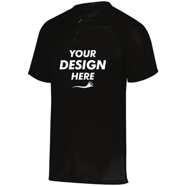 Augusta Sportswear Youth Attain Two-Button Jersey, Black, Front view, Mockup