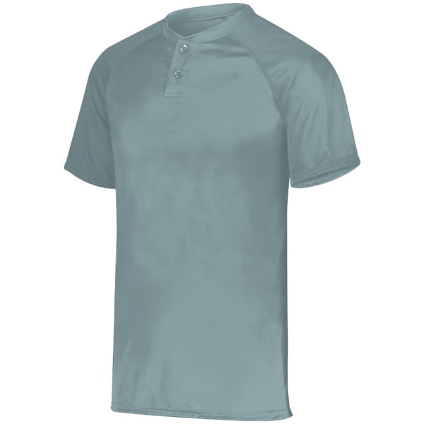 Augusta Sportswear Youth Attain Two-Button Jersey, Blue Grey, Front view