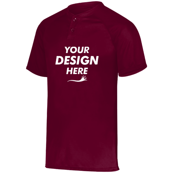 Augusta Sportswear Youth Attain Two-Button Jersey, Cardinal, Front view, Mockup