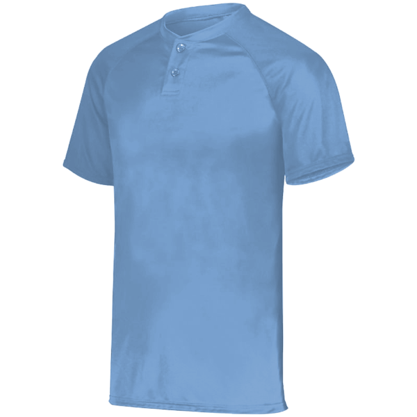 Augusta Sportswear Youth Attain Two-Button Jersey, Columbia Blue, Front view
