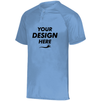 Augusta Sportswear Youth Attain Two-Button Jersey, Columbia Blue, Front view, Mockup