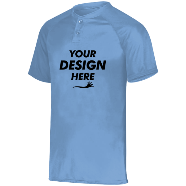 Augusta Sportswear Youth Attain Two-Button Jersey, Columbia Blue, Front view, Mockup