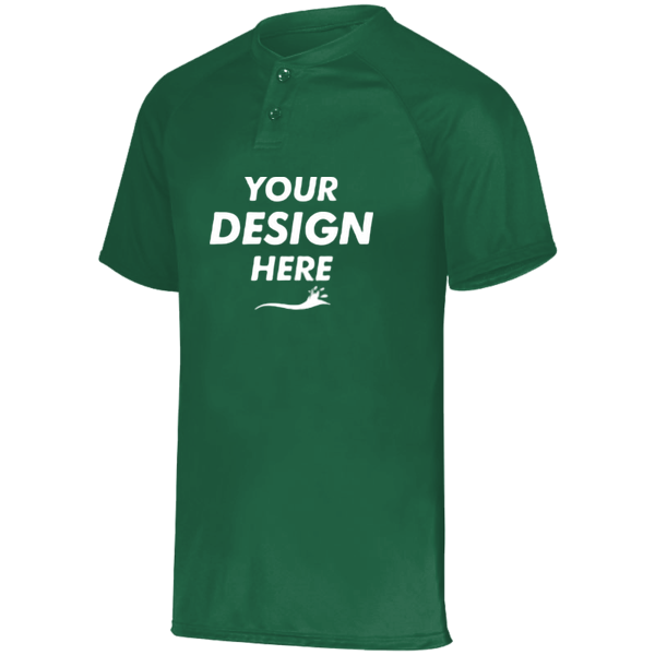 Augusta Sportswear Youth Attain Two-Button Jersey, Dark Green, Front view, Mockup