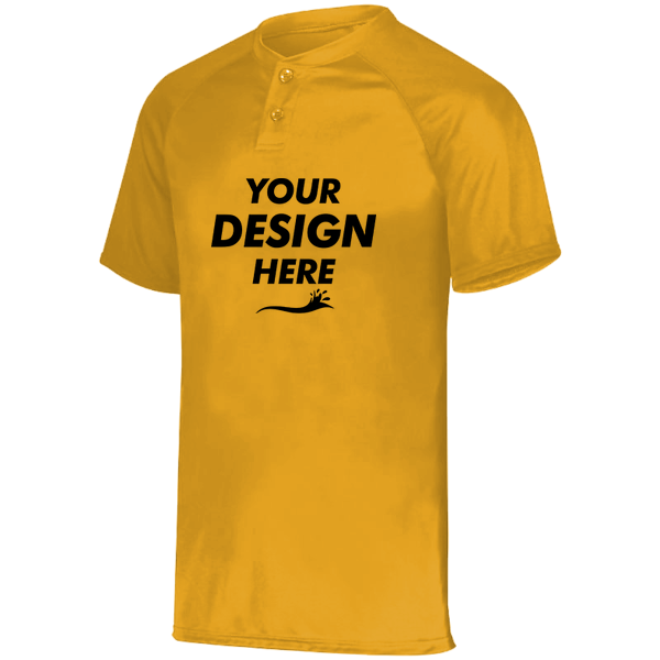 Augusta Sportswear Youth Attain Two-Button Jersey, Gold, Front view, Mockup