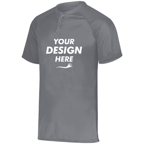 Augusta Sportswear Youth Attain Two-Button Jersey, Graphite, Front view, Mockup