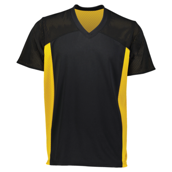 Augusta Sportswear Youth Reversible Flag Football Jersey, Black / Gold, Front view