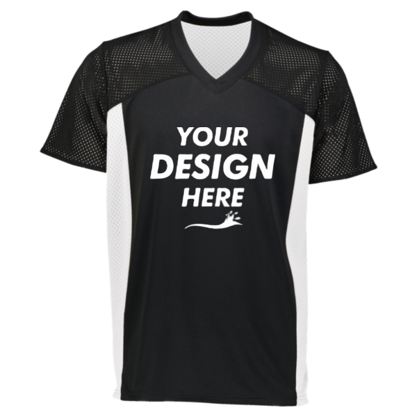 Augusta Sportswear Youth Reversible Flag Football Jersey, Black / White, Front view, Mockup