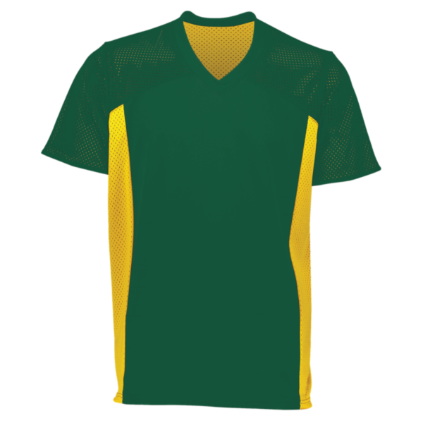 Augusta Sportswear Youth Reversible Flag Football Jersey, Dark Green / Gold, Front view