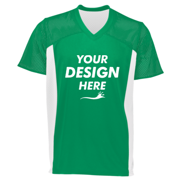 Augusta Sportswear Youth Reversible Flag Football Jersey, Kelly / White, Front view, Mockup