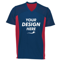 Augusta Sportswear Youth Reversible Flag Football Jersey, Navy / Scarlet, Front view, Mockup