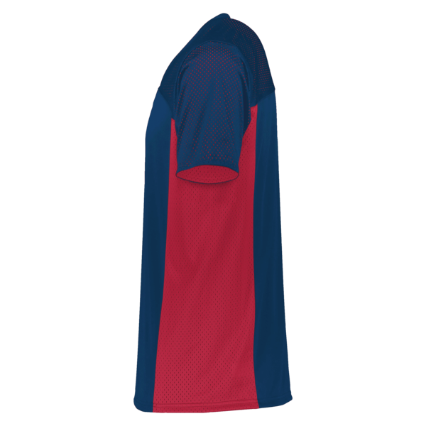 Augusta Sportswear Youth Reversible Flag Football Jersey, Navy / Scarlet, Left Sleeve view