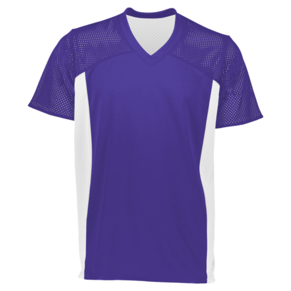 Augusta Sportswear Youth Reversible Flag Football Jersey, Purple / White, Front view