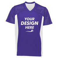 Augusta Sportswear Youth Reversible Flag Football Jersey, Purple / White, Front view, Mockup