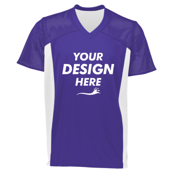 Augusta Sportswear Youth Reversible Flag Football Jersey, Purple / White, Front view, Mockup
