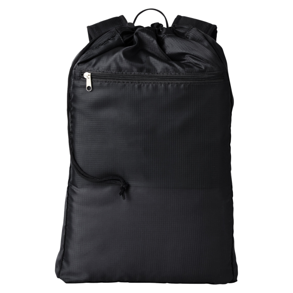 BAGedge Getaway Cinchback Travel Backpack, Black, Front view